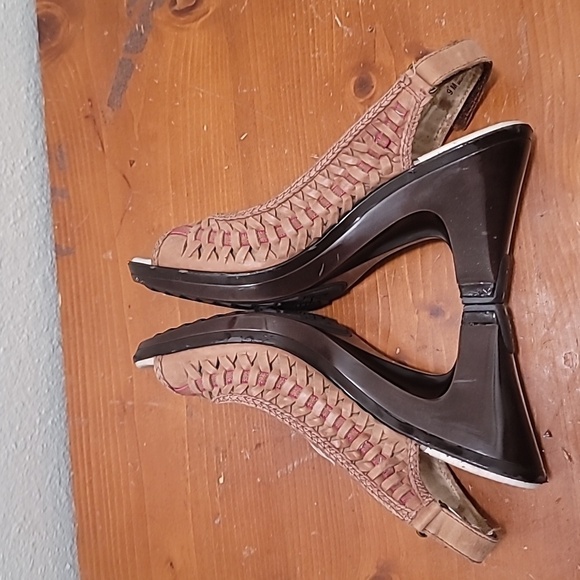 JAMBU SONYA WOMEN'S CASUAL PEEP TOE SLINGBACK PUMPS BROWN LEATHER SANDAL SIZE 9 - Picture 6 of 12